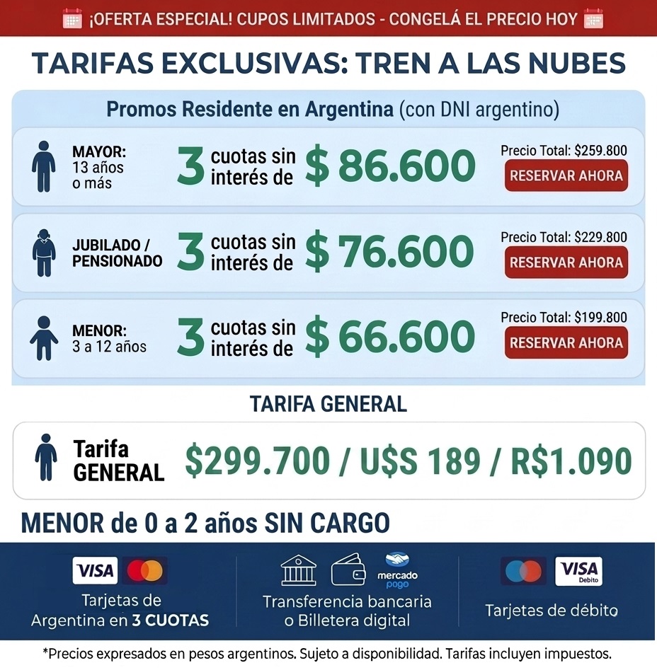 Tren a las Nubes Tarifas 2025